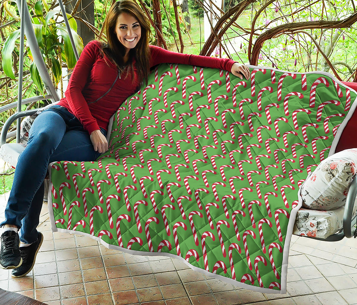 Merry Christmas Candy Cane Pattern Print Quilt