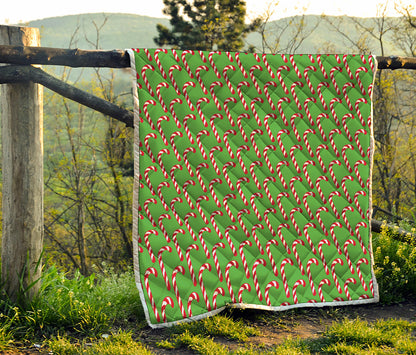 Merry Christmas Candy Cane Pattern Print Quilt