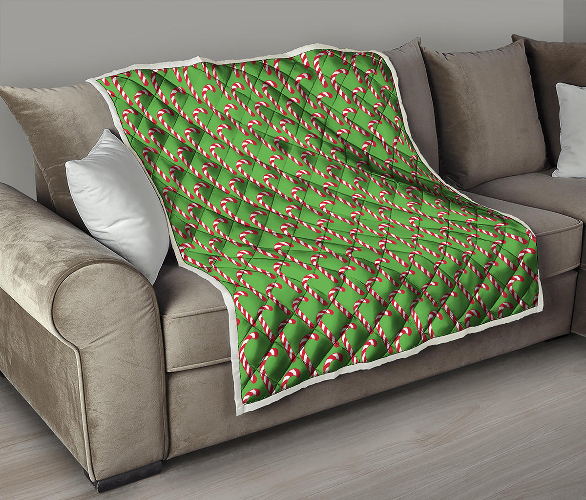 Merry Christmas Candy Cane Pattern Print Quilt