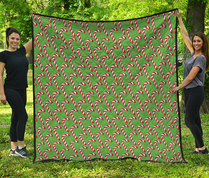 Merry Christmas Candy Cane Pattern Print Quilt