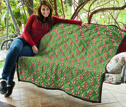 Merry Christmas Candy Cane Pattern Print Quilt