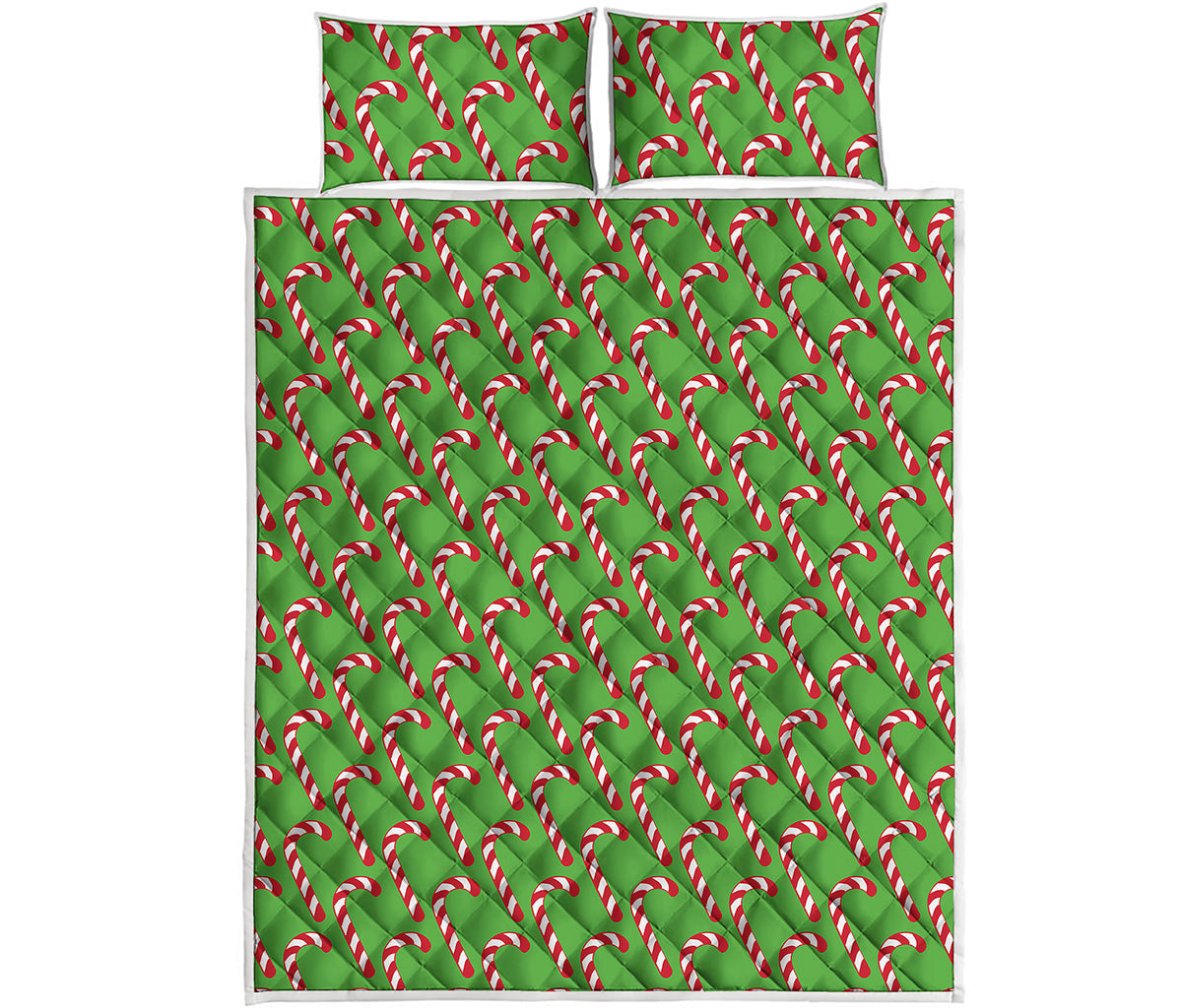 Merry Christmas Candy Cane Pattern Print Quilt Bed Set
