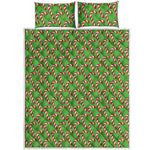 Merry Christmas Candy Cane Pattern Print Quilt Bed Set