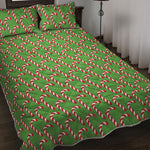 Merry Christmas Candy Cane Pattern Print Quilt Bed Set
