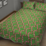 Merry Christmas Candy Cane Pattern Print Quilt Bed Set