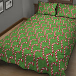 Merry Christmas Candy Cane Pattern Print Quilt Bed Set