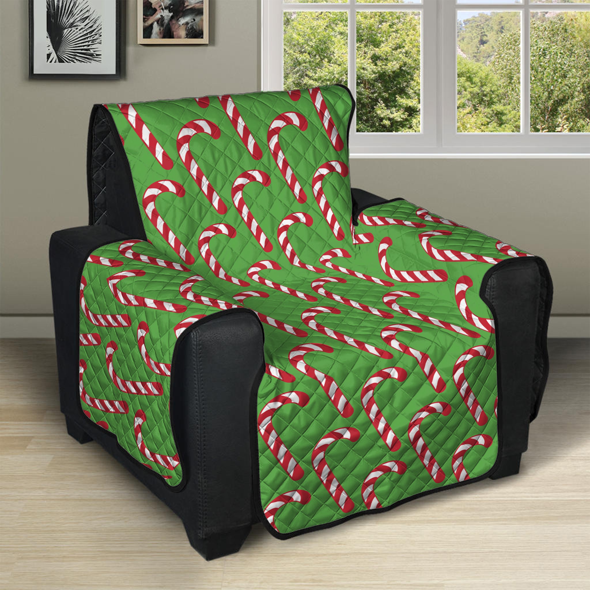 Merry Christmas Candy Cane Pattern Print Recliner Protector