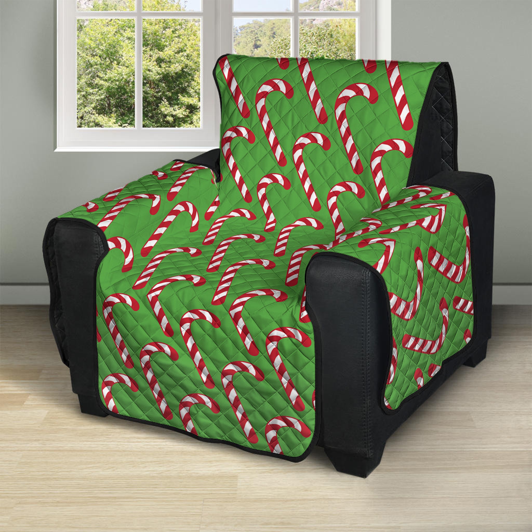 Merry Christmas Candy Cane Pattern Print Recliner Protector