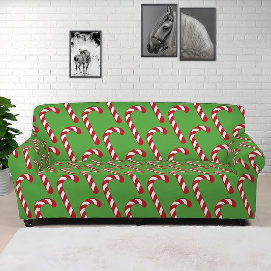 Merry Christmas Candy Cane Pattern Print Sofa Cover