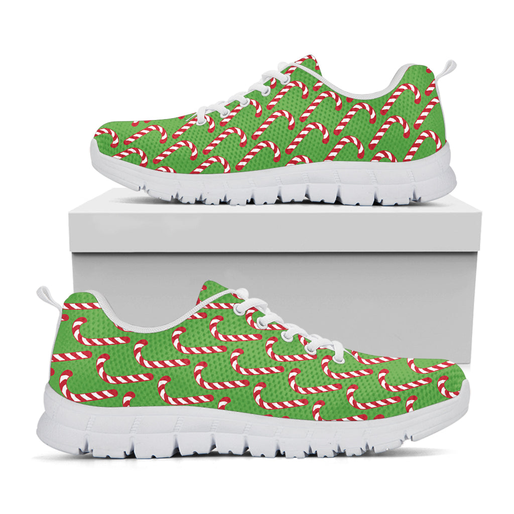 Merry Christmas Candy Cane Pattern Print White Sneakers