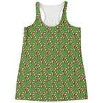 Merry Christmas Candy Cane Pattern Print Women's Racerback Tank Top