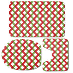 Merry Christmas Checkered Pattern Print 3 Piece Bath Mat Set