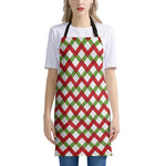 Merry Christmas Checkered Pattern Print Apron