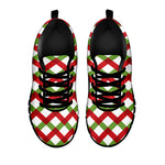 Merry Christmas Checkered Pattern Print Black Sneakers
