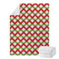 Merry Christmas Checkered Pattern Print Blanket