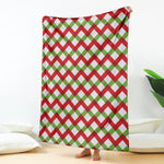 Merry Christmas Checkered Pattern Print Blanket