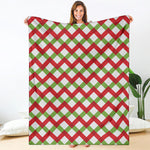 Merry Christmas Checkered Pattern Print Blanket