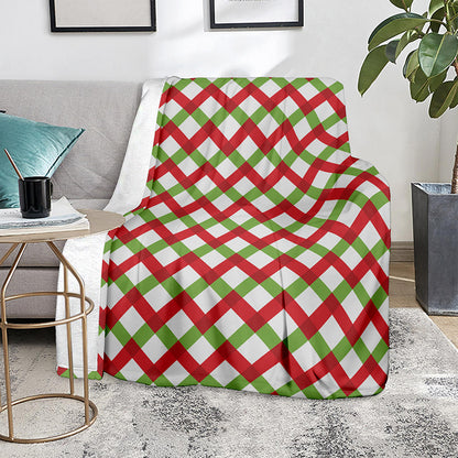 Merry Christmas Checkered Pattern Print Blanket
