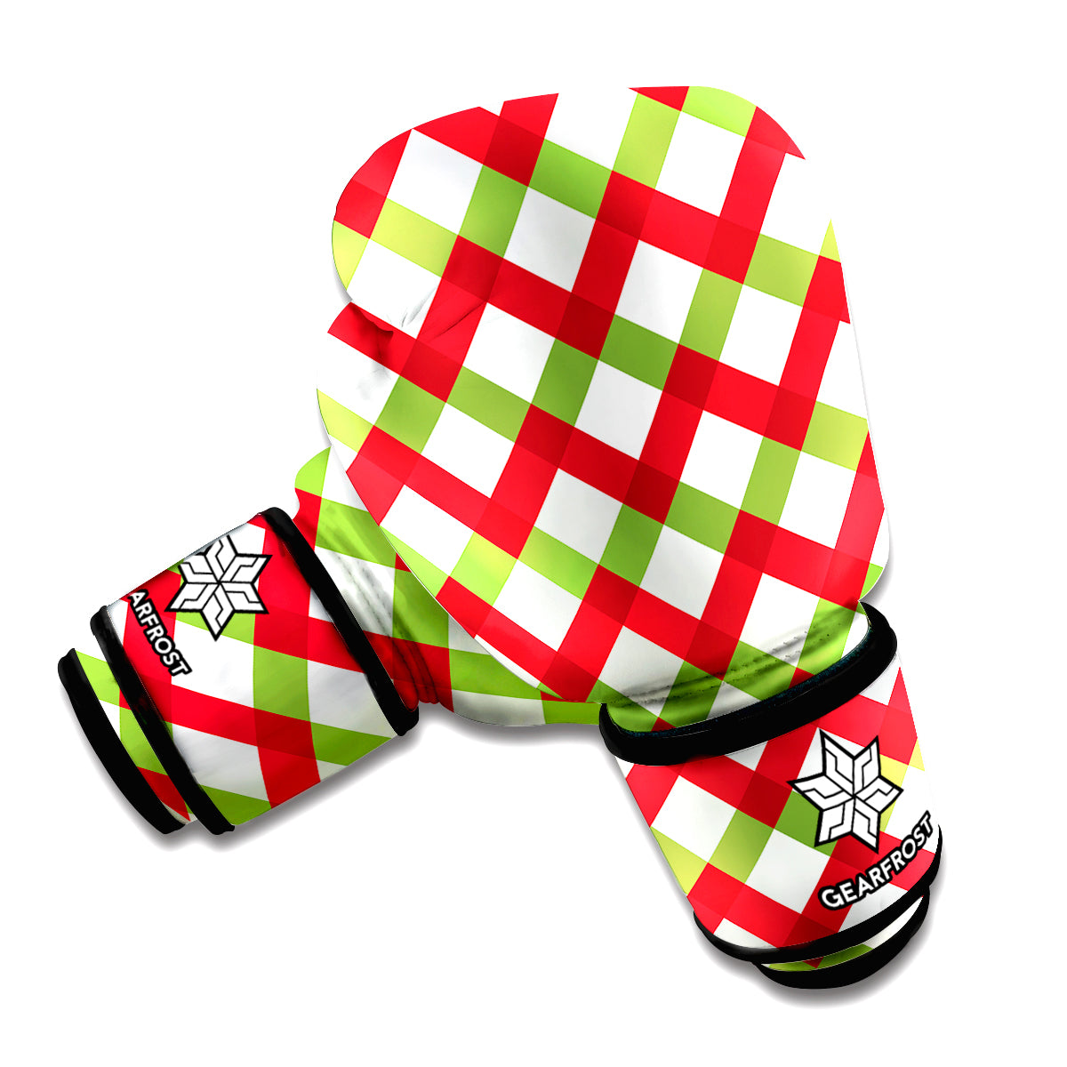 Merry Christmas Checkered Pattern Print Boxing Gloves