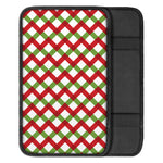 Merry Christmas Checkered Pattern Print Car Center Console Cover