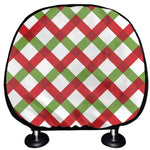 Merry Christmas Checkered Pattern Print Car Headrest Covers