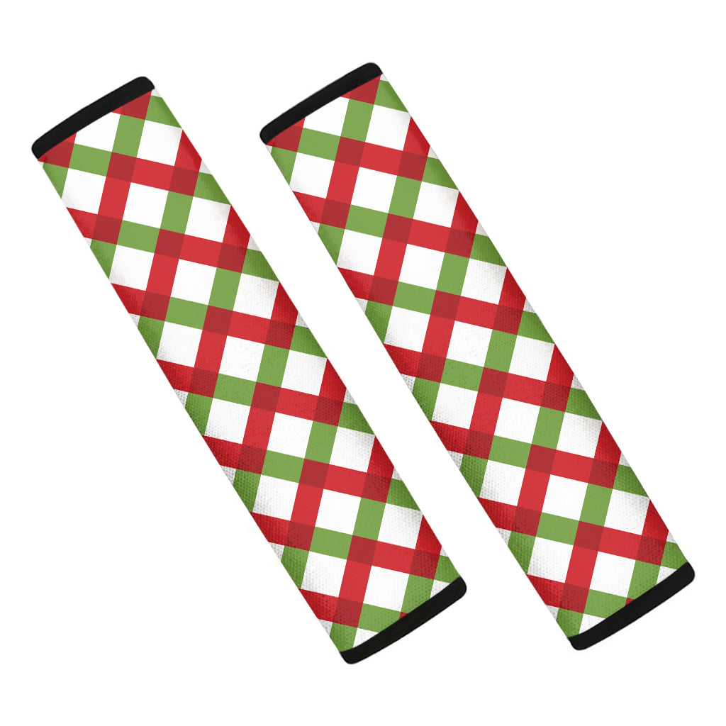 Merry Christmas Checkered Pattern Print Car Seat Belt Covers