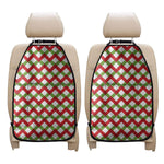Merry Christmas Checkered Pattern Print Car Seat Organizers