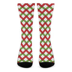Merry Christmas Checkered Pattern Print Crew Socks