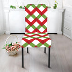 Merry Christmas Checkered Pattern Print Dining Chair Slipcover