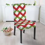 Merry Christmas Checkered Pattern Print Dining Chair Slipcover