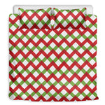 Merry Christmas Checkered Pattern Print Duvet Cover Bedding Set
