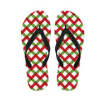Merry Christmas Checkered Pattern Print Flip Flops