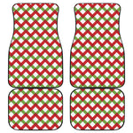 Merry Christmas Checkered Pattern Print Front and Back Car Floor Mats