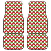 Merry Christmas Checkered Pattern Print Front and Back Car Floor Mats