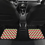 Merry Christmas Checkered Pattern Print Front and Back Car Floor Mats