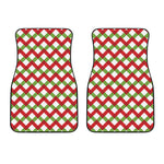 Merry Christmas Checkered Pattern Print Front Car Floor Mats