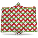 Merry Christmas Checkered Pattern Print Hooded Blanket