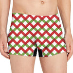 Merry Christmas Checkered Pattern Print Men's Boxer Briefs