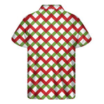 Merry Christmas Checkered Pattern Print Men's Short Sleeve Shirt