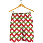 Merry Christmas Checkered Pattern Print Men's Shorts