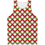 Merry Christmas Checkered Pattern Print Men's Tank Top