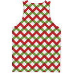 Merry Christmas Checkered Pattern Print Men's Tank Top