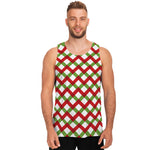 Merry Christmas Checkered Pattern Print Men's Tank Top