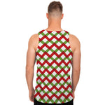 Merry Christmas Checkered Pattern Print Men's Tank Top