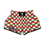 Merry Christmas Checkered Pattern Print Muay Thai Boxing Shorts