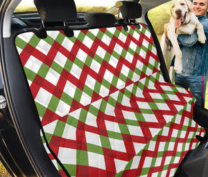 Merry Christmas Checkered Pattern Print Pet Car Back Seat Cover