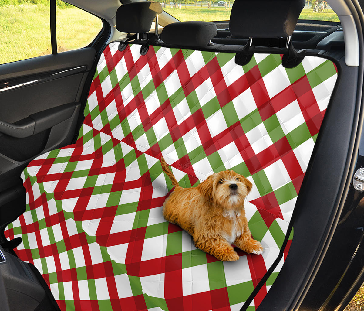 Merry Christmas Checkered Pattern Print Pet Car Back Seat Cover