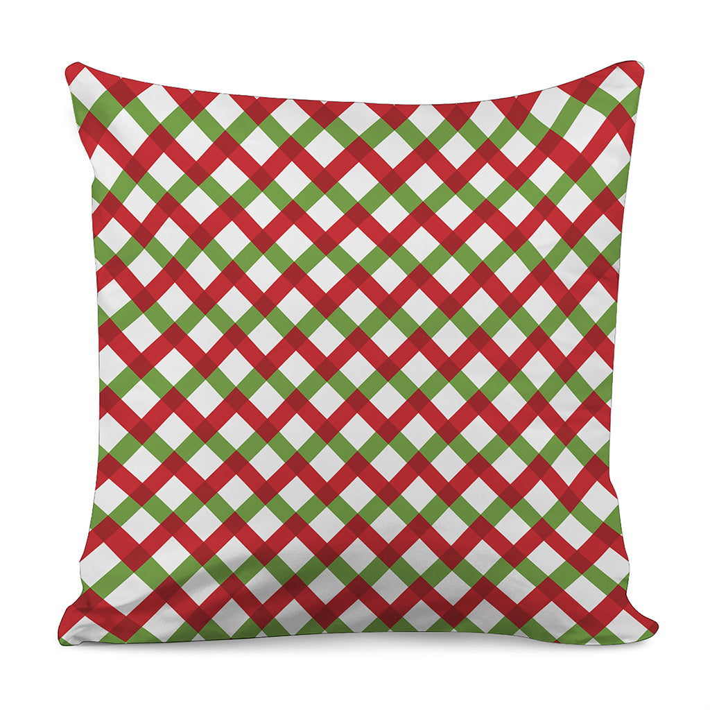 Merry Christmas Checkered Pattern Print Pillow Cover