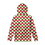 Merry Christmas Checkered Pattern Print Pullover Hoodie