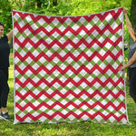 Merry Christmas Checkered Pattern Print Quilt